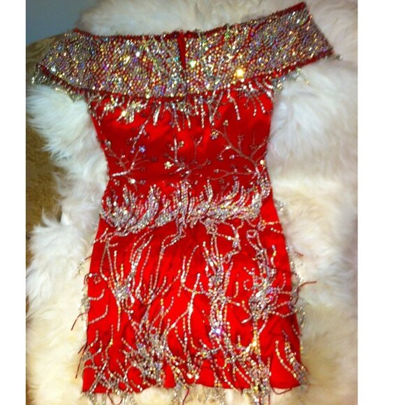 Couture Swarovski Crystals Runway Fringes Cocktail Prom Party Pageant Dress Gown - Picture 4 of 15